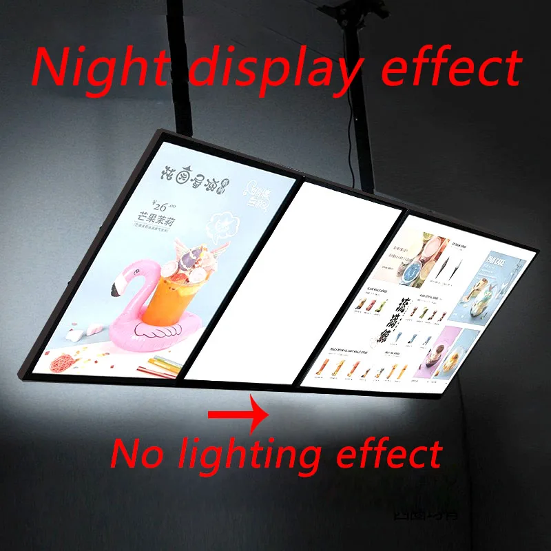 Ultra thin lightbox billboard hanging wall mounted LED illuminated ordering board milk tea shop bar counter TV menu display