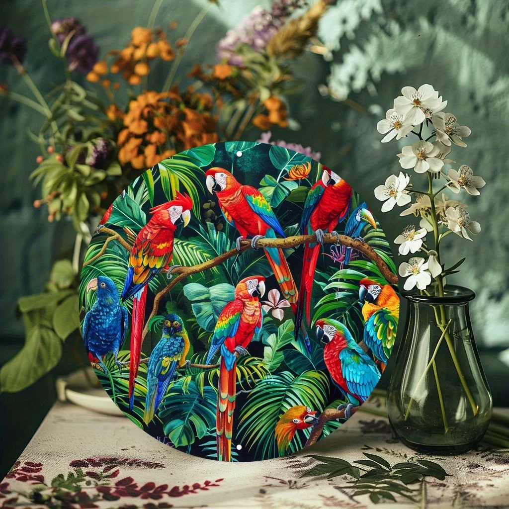 2D Flat, 2D Flat Design, 1pc Tropical Rainforest Bird Metal Wall Decor Sign - Exotic Toucan and Jungle Decorative Plate, Wrought