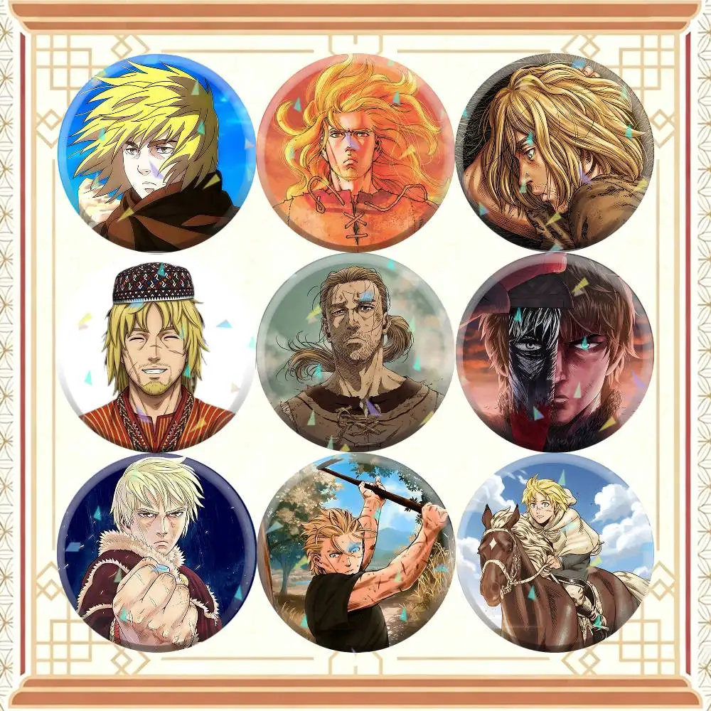 VINLAND SAGA Thorfinn 32/44/58mm Handmade Pins Round Brooch Badge Backpacks Clothes Jewelry Gifts