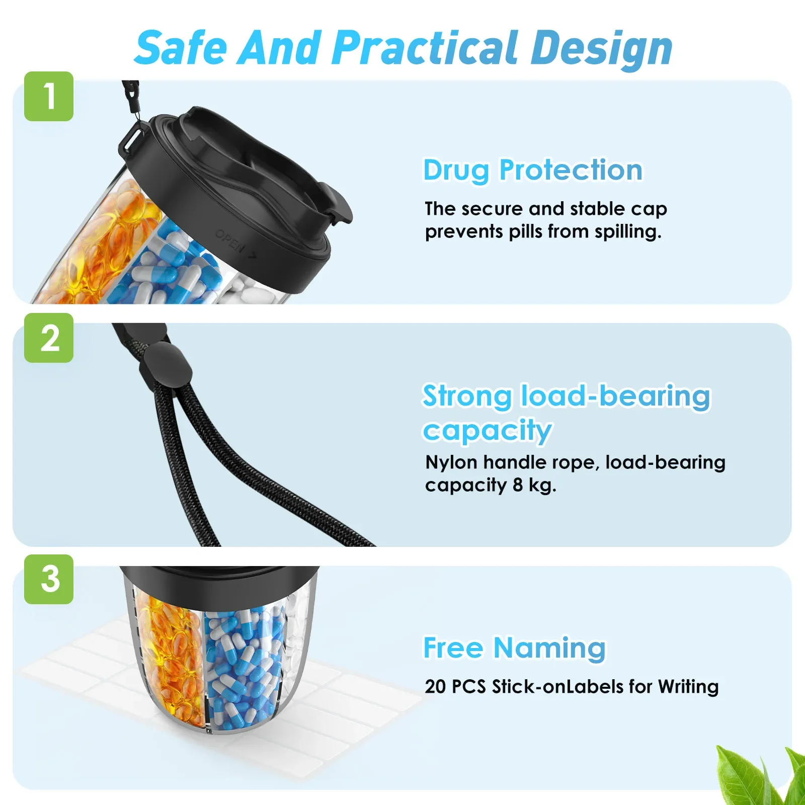 7 شبكات كبيرة حبوب منع الحمل كوب زجاجة المنظم الملحق المنظم لعقد 7 الفيتامينات المختلفة السفر حبة صندوق حاوية القش