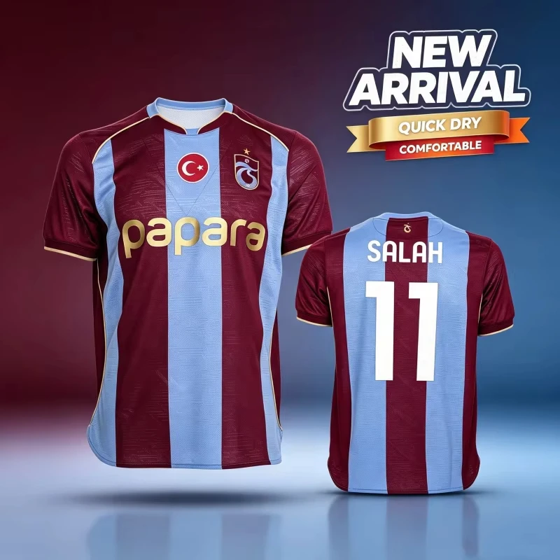 26-27 Trabzonspor Salah Football Jersey Shirt, Men Summer New 3D Sports Tshirt, Training Breathable Quick Drying Sweatshirt Tops