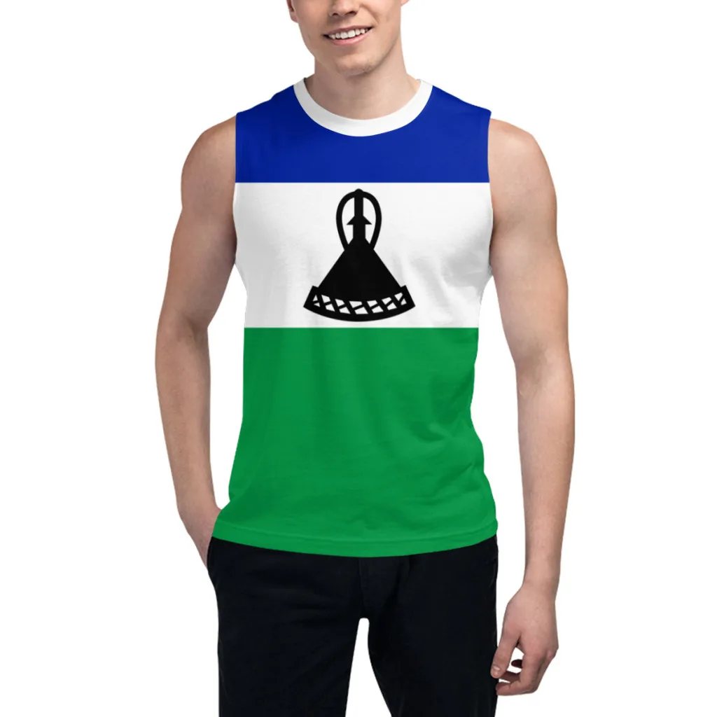 Sleeveless T-shirt Lesotho Flag 3D Men's Boys Tshirt Gyms Tank Tops Fitness Joggers Basketball Training Vest