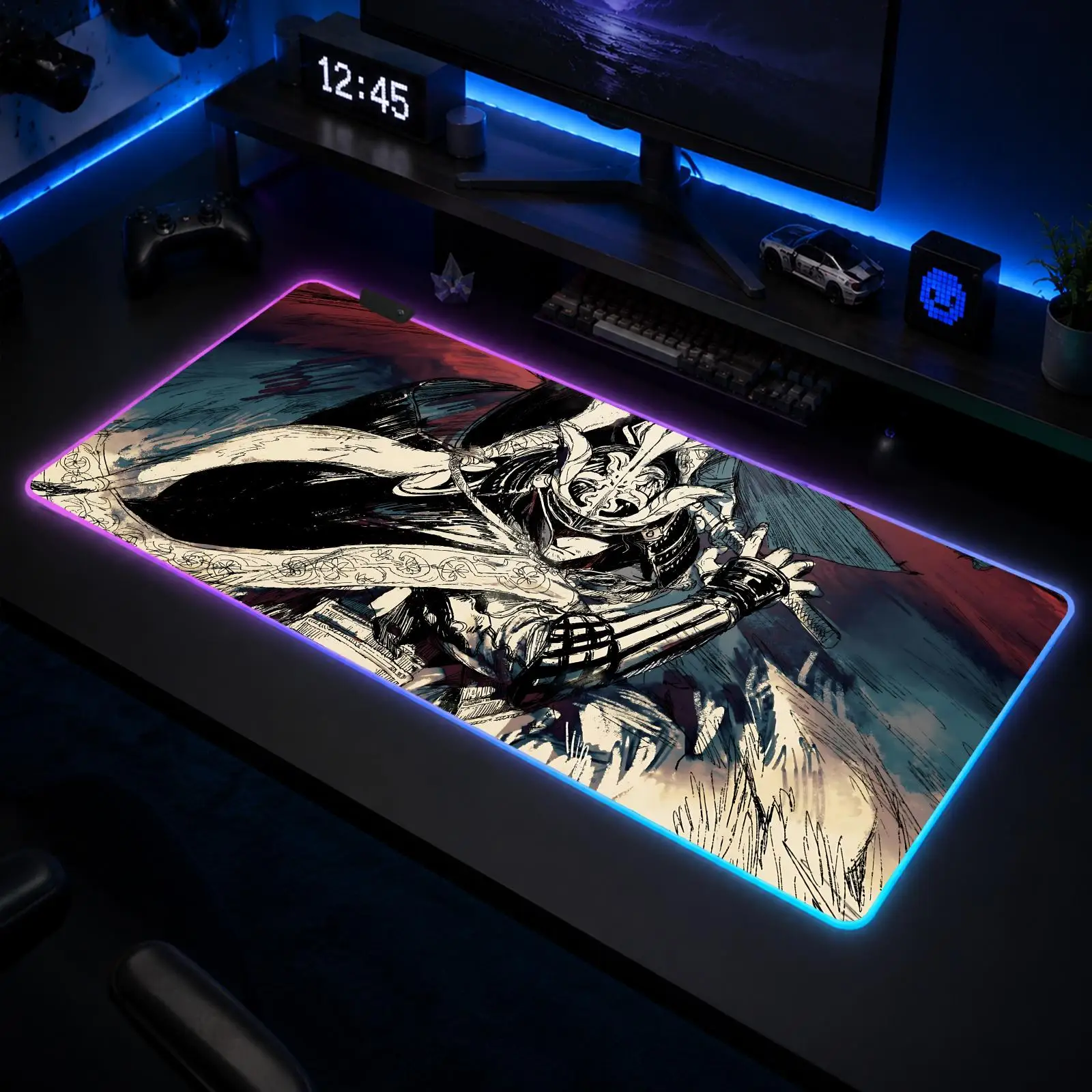 Sekiro Shadows Die Twice Mouse Pad Gaming Anime Mouse Pad XXL RGB Desk Mats LED Table Pads Backlit Rubber Desktop