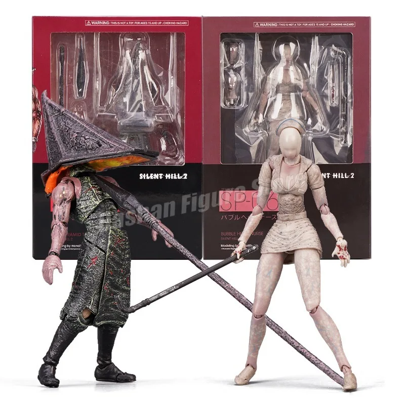 Figma Sp-055 Silent Hill Pyramid Head Action Figure 17cm Red Pyramid Thing Revelation 3D Figure PVC Bubble Head Nurse Model Toys