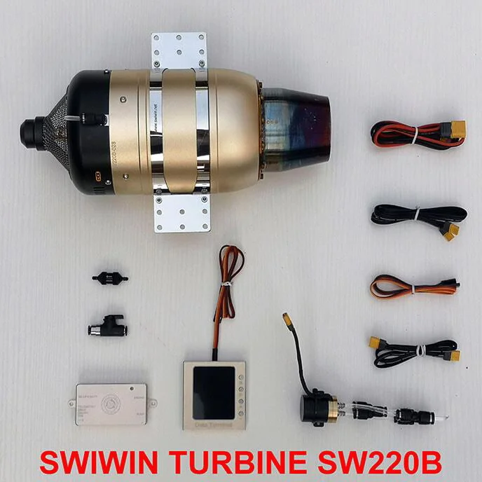 SWIWIN SW220B besar dorong 22KG Turbin brushless mesin jet turbocjet RC Model besar Turbin pesawat tetap berat VTOL baru