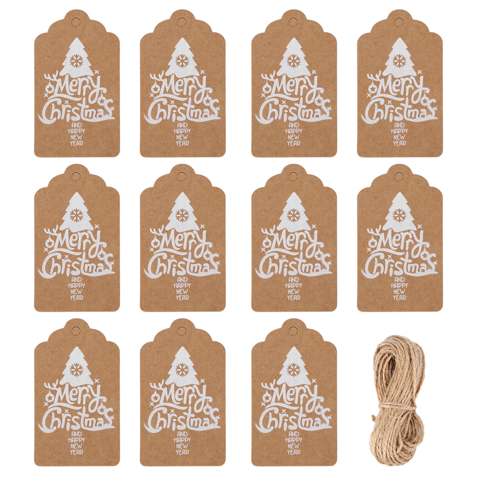 

100Pcs Christmas Tree Hanging Tags Classic Paper Gift Labels for Holiday Party Favor Decoration Xmas Present Cards with Ropes