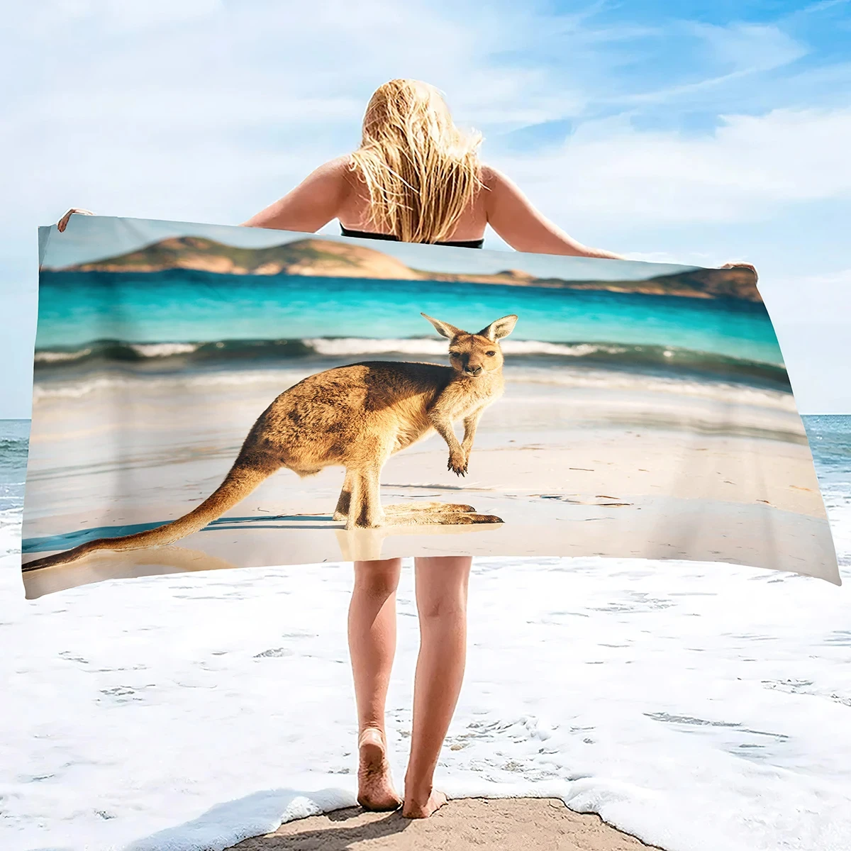 Cute Kangaroo Absorbent Beach Towels Children Adult Lightweight Travel Hotel Swim Pool Bathroom Towel Bathrobes Surf Blanket