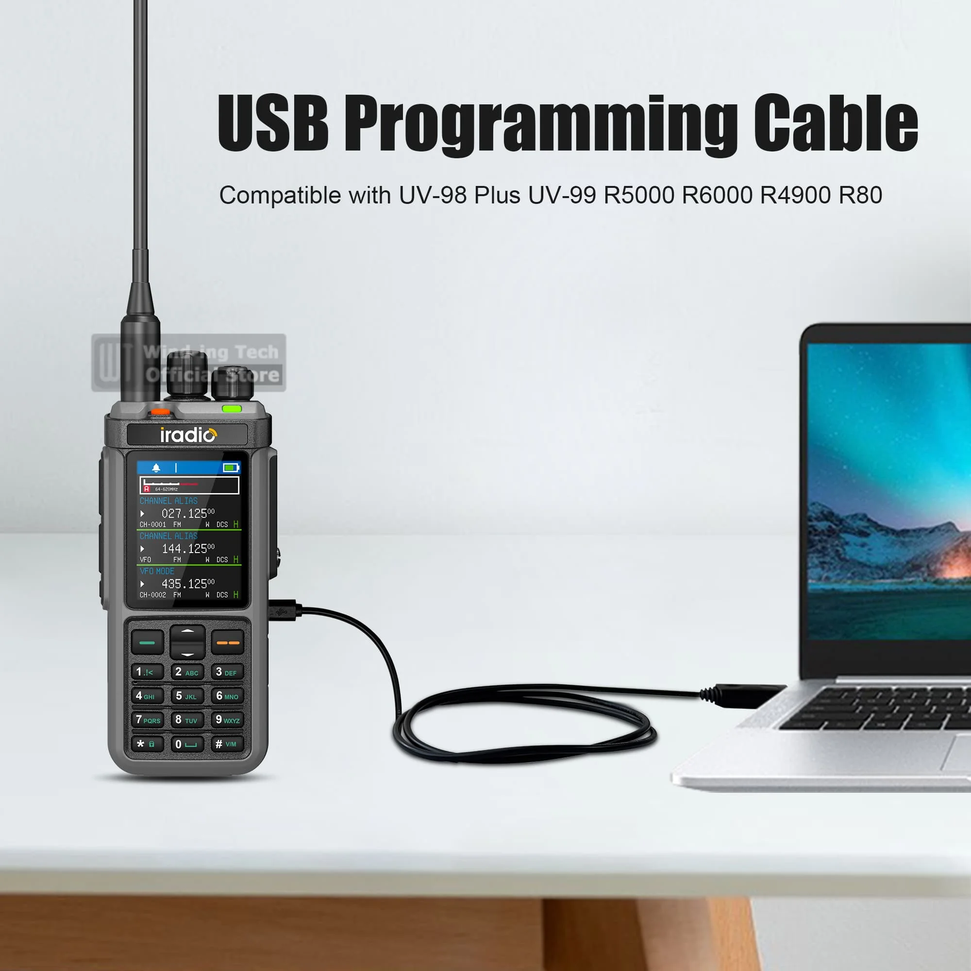 1/2/5PCS Original Iradio UV-98 Plus USB Programming Cable Type-C Interface CH340 Chip For UV99 R5000 RT880G R80 อุปกรณ์เสริมสำหรับวิทยุ
