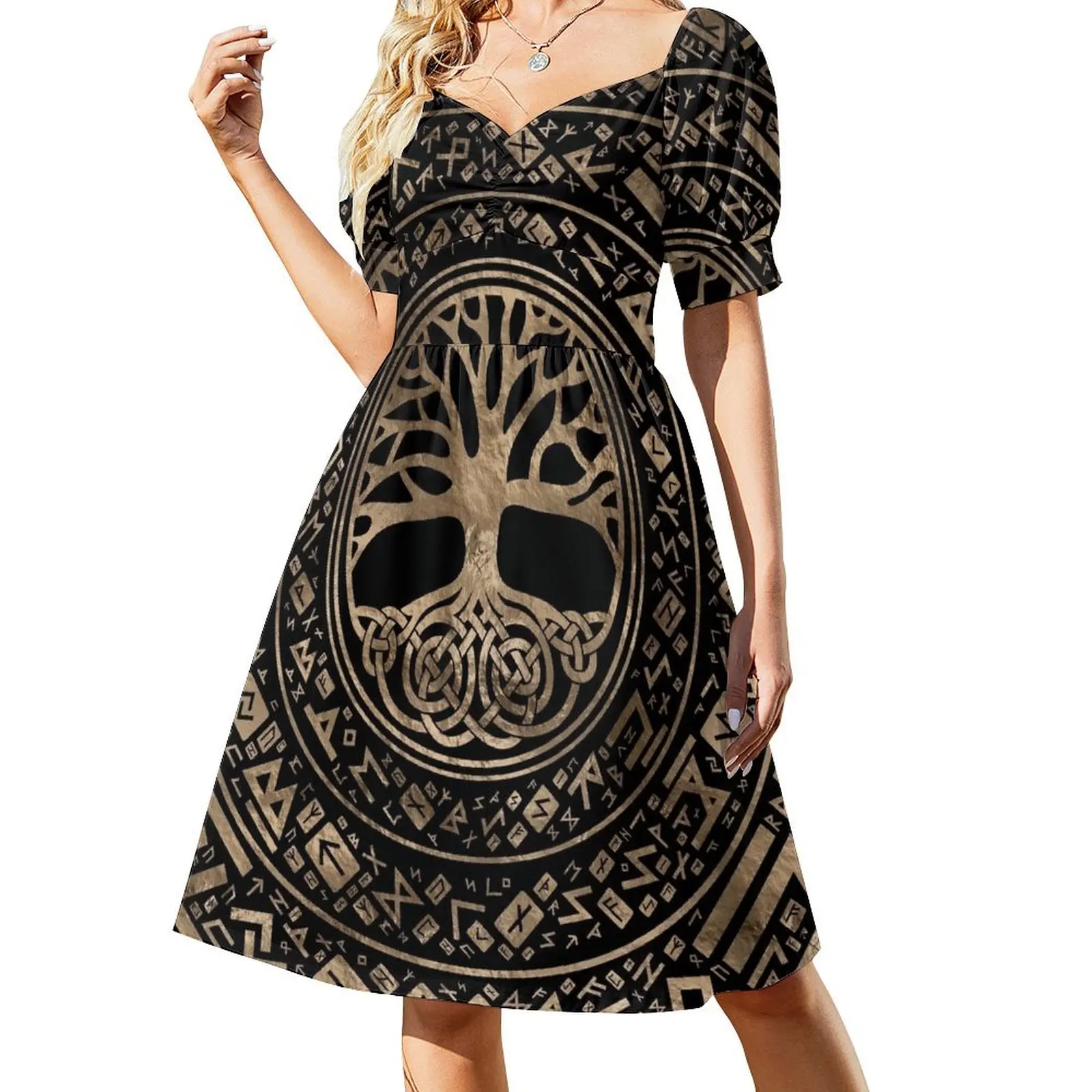 

Tree of life -Yggdrasil Runic Pattern Short Sleeved Dress dresses for woman 2025 Women's dress Dress