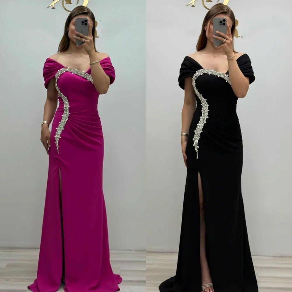 

Customized Sparkle Intricate Pleat Ruched Draped Rhinestone Mermaid Strapless Long Dresses Bespoke Occasion Dresses High Quality