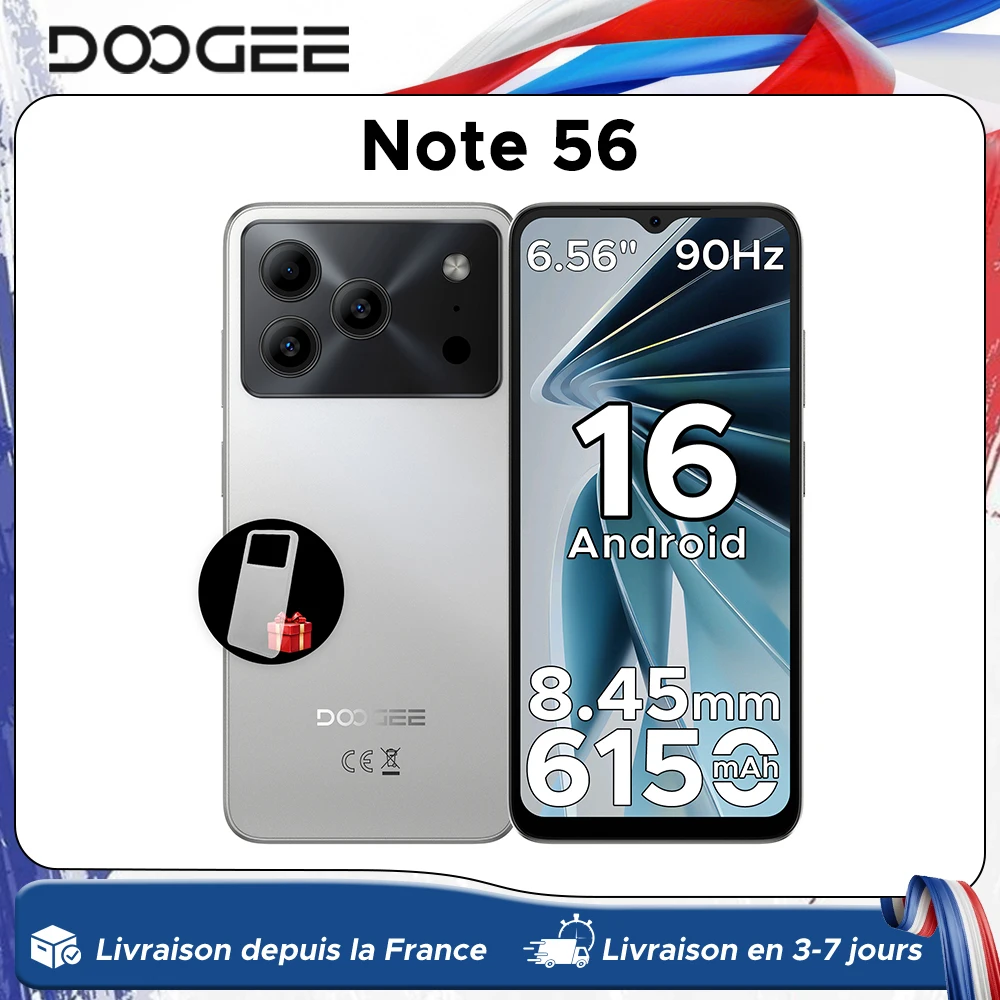 Globale Version DOOGEE Note 56 VIP Smartphone Android 16 6150mAh Großer Akku 6,56'' Display 24GB 64GB 8MP Kamera Mobiltelefon
