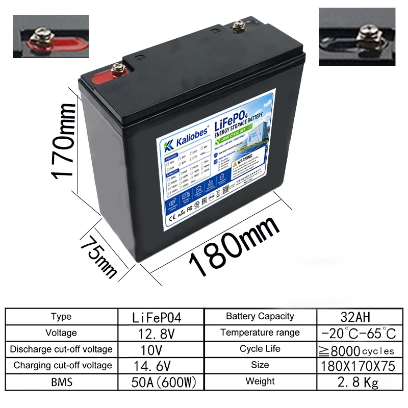 12V 32ah 50Ah  100AH 120Ah 160Ah 24V 60Ah LiFePO4 Battery Deep BMS Protection For Solar Marine Industrial Energy Storage System