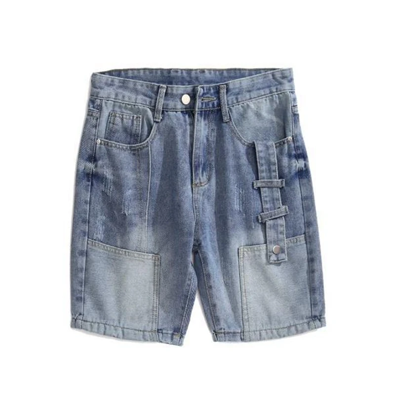 

Male Denim Shorts with Pockets Half Bermuda Patchwork Men's Short Jeans Pants Long Vintage Harajuku Summer Trend 2025 nnew