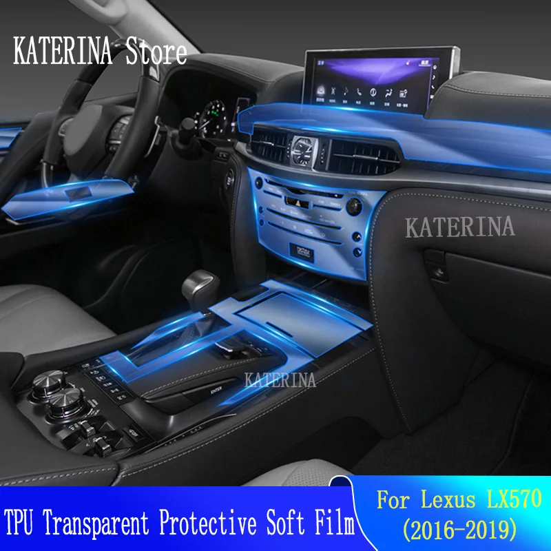 For Lexus LX570 2016-2019 Car Interior Center console Transparent TPU Protective film Anti-scratc Repair film Accessorie LHD RHD