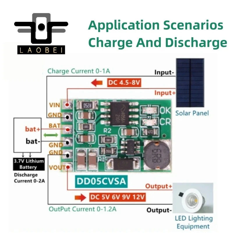 3.7V 4.2V Charger 5V 6V 9V 12V Discharger Board DC DC Converter Boost Module Solar Mobile Power Charger Lithium Battery DD05CVSA