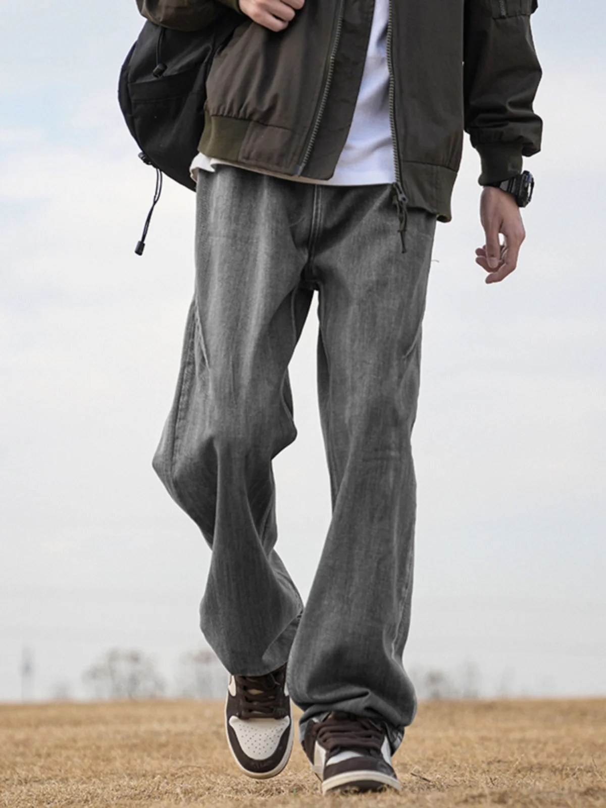

High-End Men's Jeans Straight Leg Wide Leg Pants American Retro High Street Sle Spring Autumn Wear Resistant Loose Fit