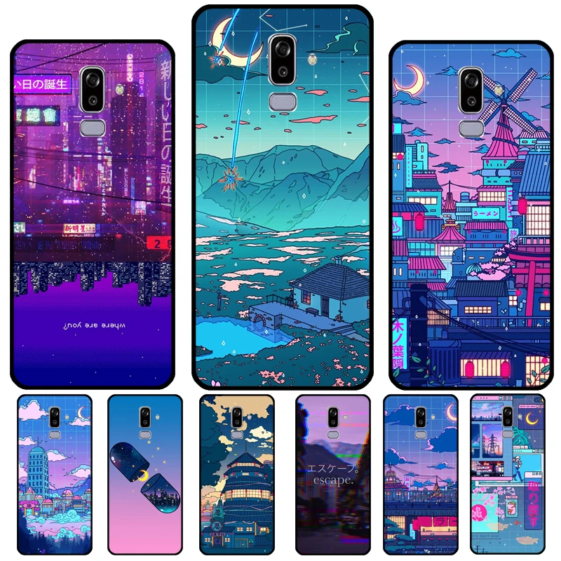 Vaporwave Village Aesthetic For Samsung Galaxy A3 A5 J1 J3 J5 J7 2016 2017 J4 J6 A6 A8 Plus A7 A9 J8 2018 Phone Case