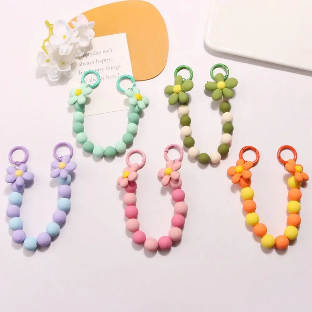 Funny Five Petal Flower Bracelet Keychain Solid Colored Handmade Chain Handheld Chain Spray Painted DIY Bag Pendant Key