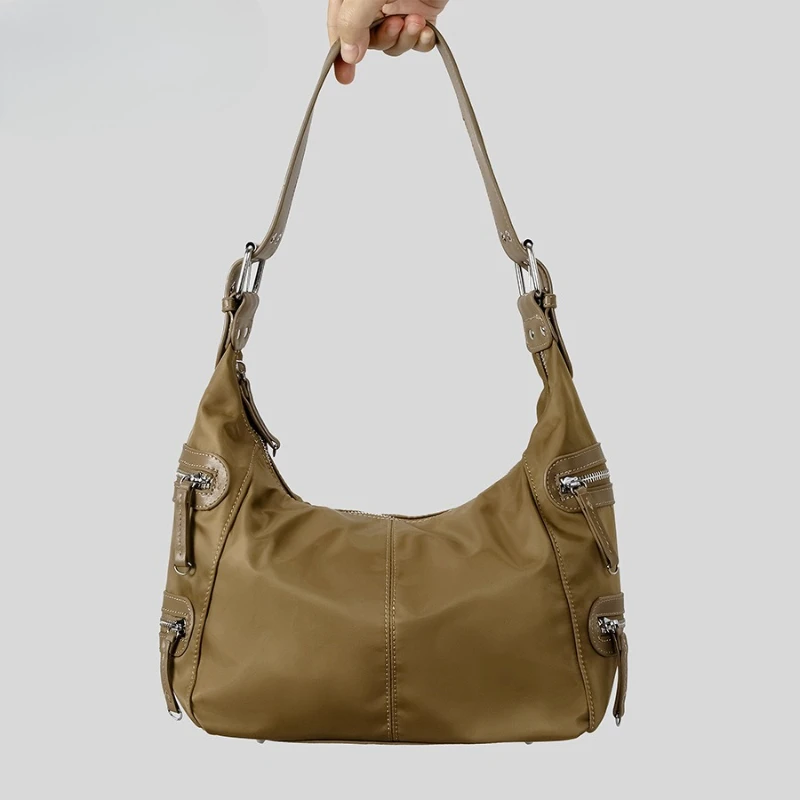 

Ретро мульти-молния крутая мотоциклетная сумка для девочек подмышки женская водонепроницаемая нейлоновая одинарная сумка через плечо Hobos пикантная сумка на плечо для девочек