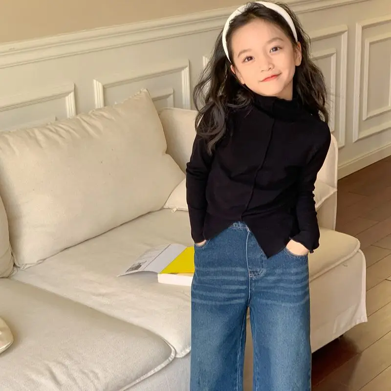 Retro Hong Kong Style Straight Leg Loose Fitting Jeans for Middle-aged Young Boys and Girls Trendy and Fashionable Denim Pants