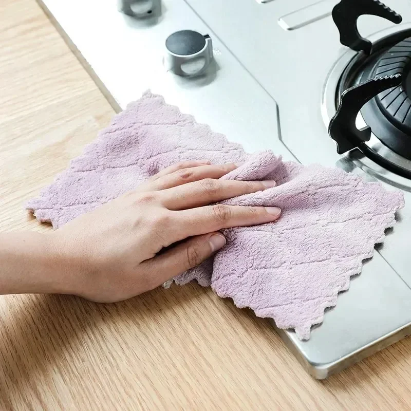 Microfiber Keukenpoetsdoekje Hoog Absorberend Coral Fleece Afwasdoekje Non-stick Olie Afwasdoekje Huishoudelijke Vod