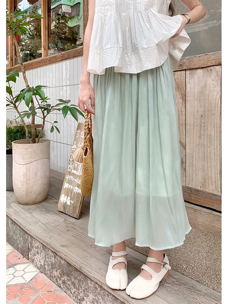

een High Waist Midi Skirt Women's Faion Spring Summer A-Line f Body Skirt Ele Slimming Swinging Skirt