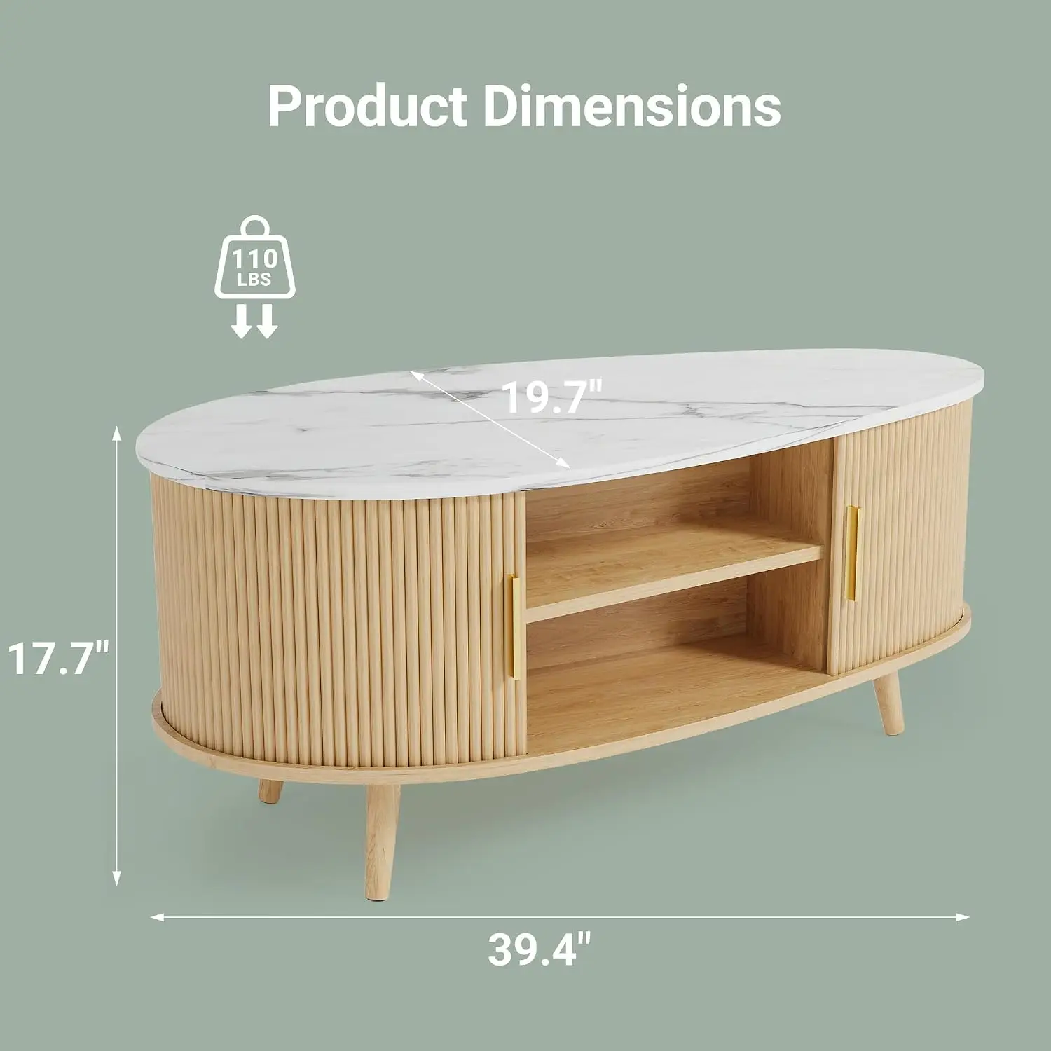 Fluted Coffee Table with Storage,39