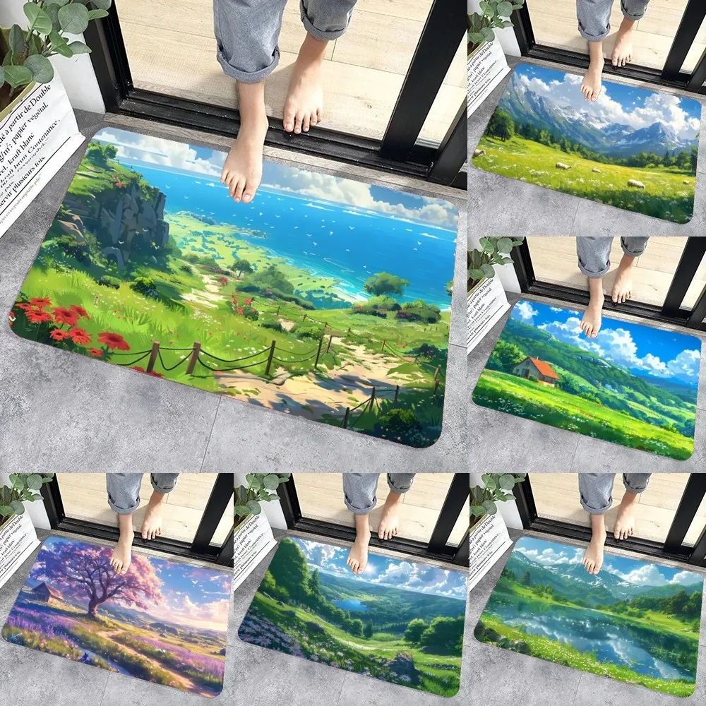 

G-grassland Floor Mat Graphic Printed Flannel Doormats For Bathroom Kitchen Entrance Carpet Home Decor
