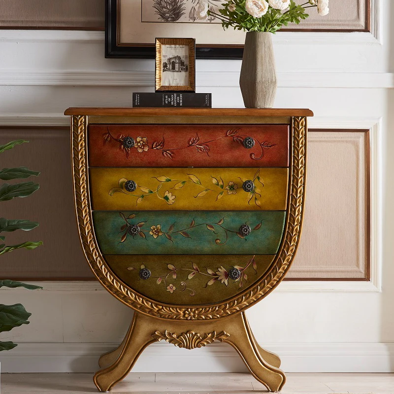 

American country art solid wood surface small porch cabinet foyer cabinet dining edge 0.8 meters wide
