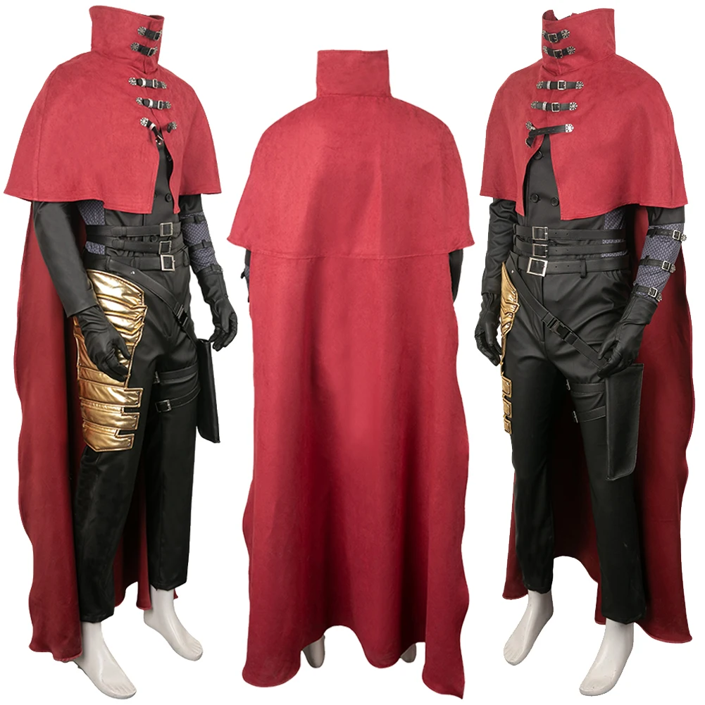 Disfraz de Anime de Vincent Valentine para hombre, traje de fantasía de juego Final, diadema, capa, traje de Halloween, FF7