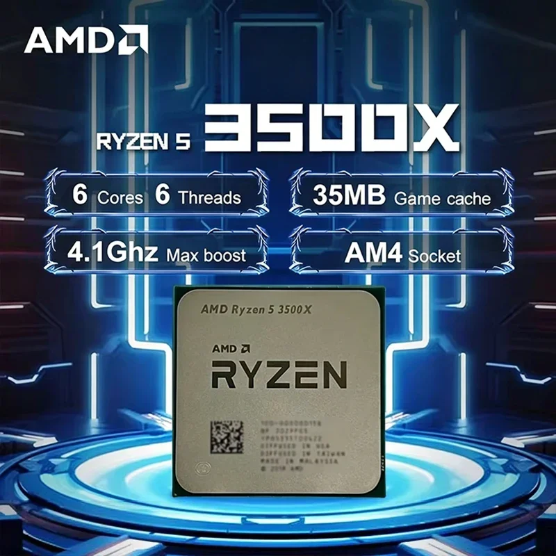 AMD Ryzen 5 3500X R5 3500X 3.6GHz Six-Core Six-Thread CPU Processor 7NM 65W L3=32M 100-000000158 Socket AM4 Without Packag