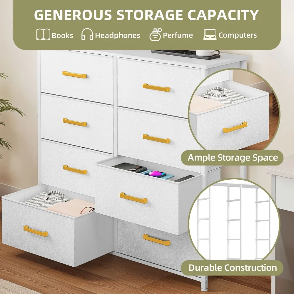 Lemari Laci 8 Tingkat Putih Kain Penutup Tinggi Anti Air Organizer Gagang Emas