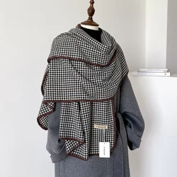 Spring Korean Style Niche Chessboard Plaid Scarf Women's Winter Fashion All-Matching Wraps Keep Warm Shawl Windproof Neckerchief