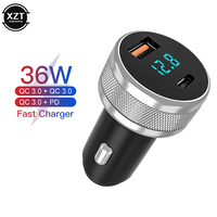 36W Dual USB Car Charger Fast Charging For iPhone Xiaomi Huawei FCP AFC QC3.0 PD Type C Car Phone Charger