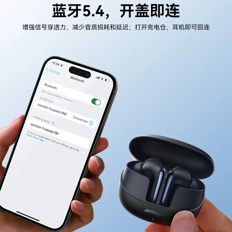 JOYROOM Novos fones de ouvido estéreo bilaterais Bluetooth com baixa latência, redução de ruído de chamada e fones de ouvido de música