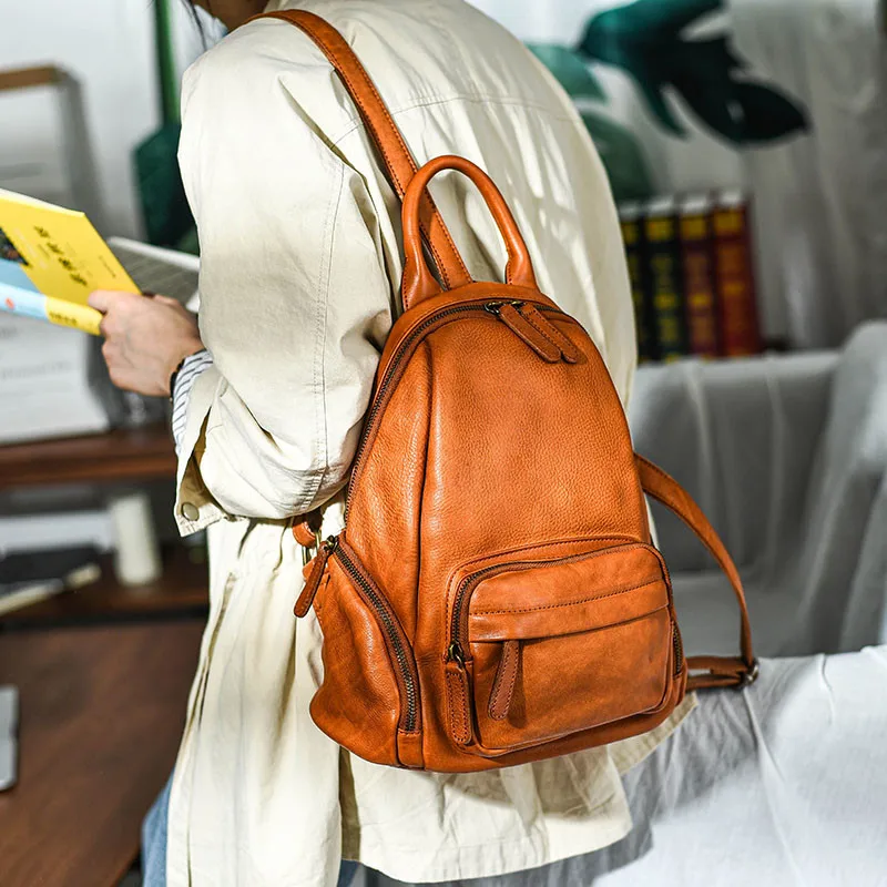 

Fashion Outdoor Casual Luxury Natural First Layer Cowhide Ladies Backpack Weekend Party Soft Genuine Leather Women's Bagpack