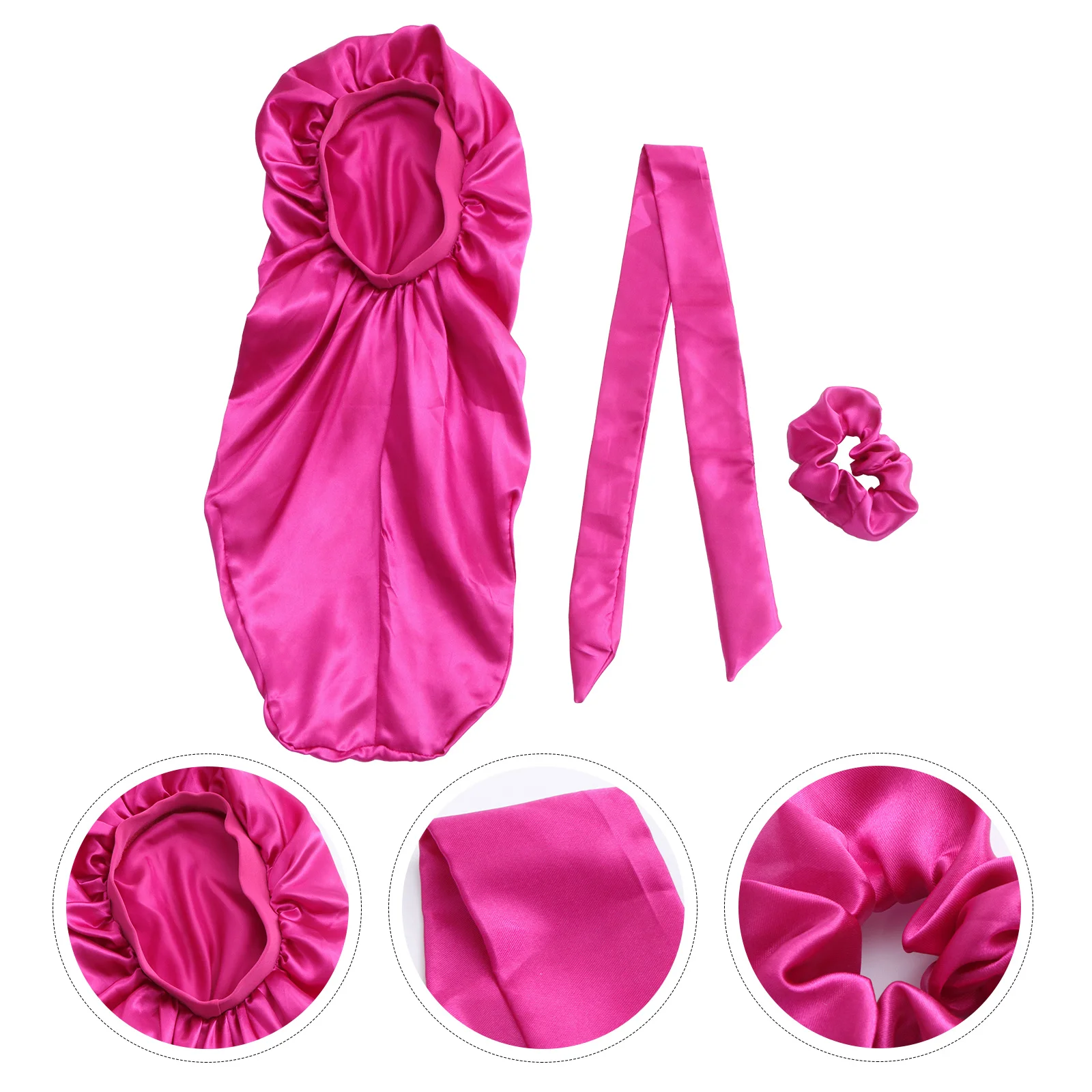 

3Pcs Satin Bonnet Night Sleeping Cap Elastic Band Hair Cover One Size Fits All Sleep Hair Wrap Satin Bonnet Sleep Cap