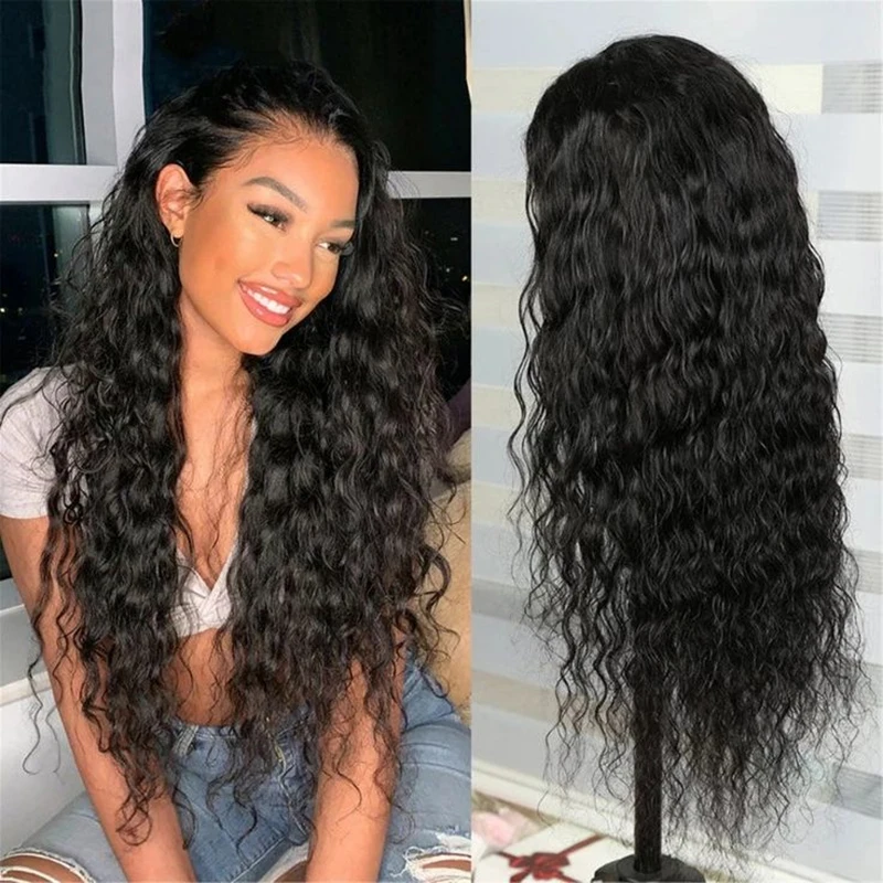 230% Density Water Wave Lace Front Wig Human Hair HD Lace Frontal 13x4 13x6 Pre Plucked With Baby Hair For Women Natural Black