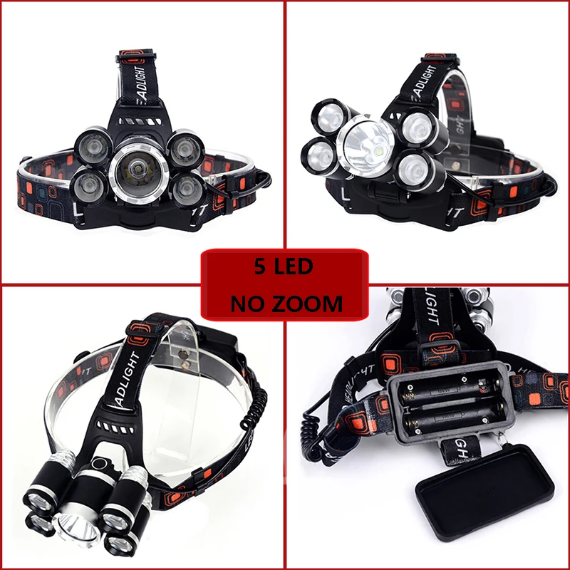 New Arrival Powerful Led Headlamp Zoom Fishing Headlight Head lamp Flashlight with USB Rechargeable 18650 batteries+charger