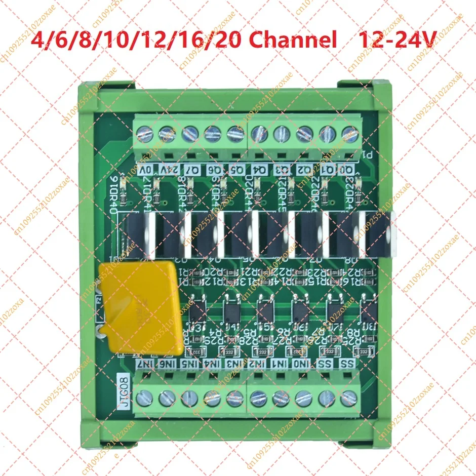 4/6/8/10/12/16/20 Channel PLC Output Amplifier Module, Optocoupler Isolation IO Board PNP NPN Transistor 12-24V DC