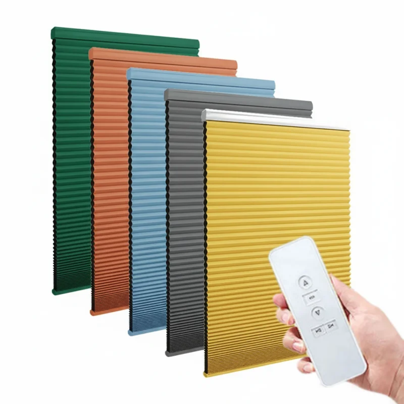 

Modern Multi-color Keep Warm Resistant Cold Fabric Controlled By Amazon Alexa Phone App Electric Cellular Shades For Window