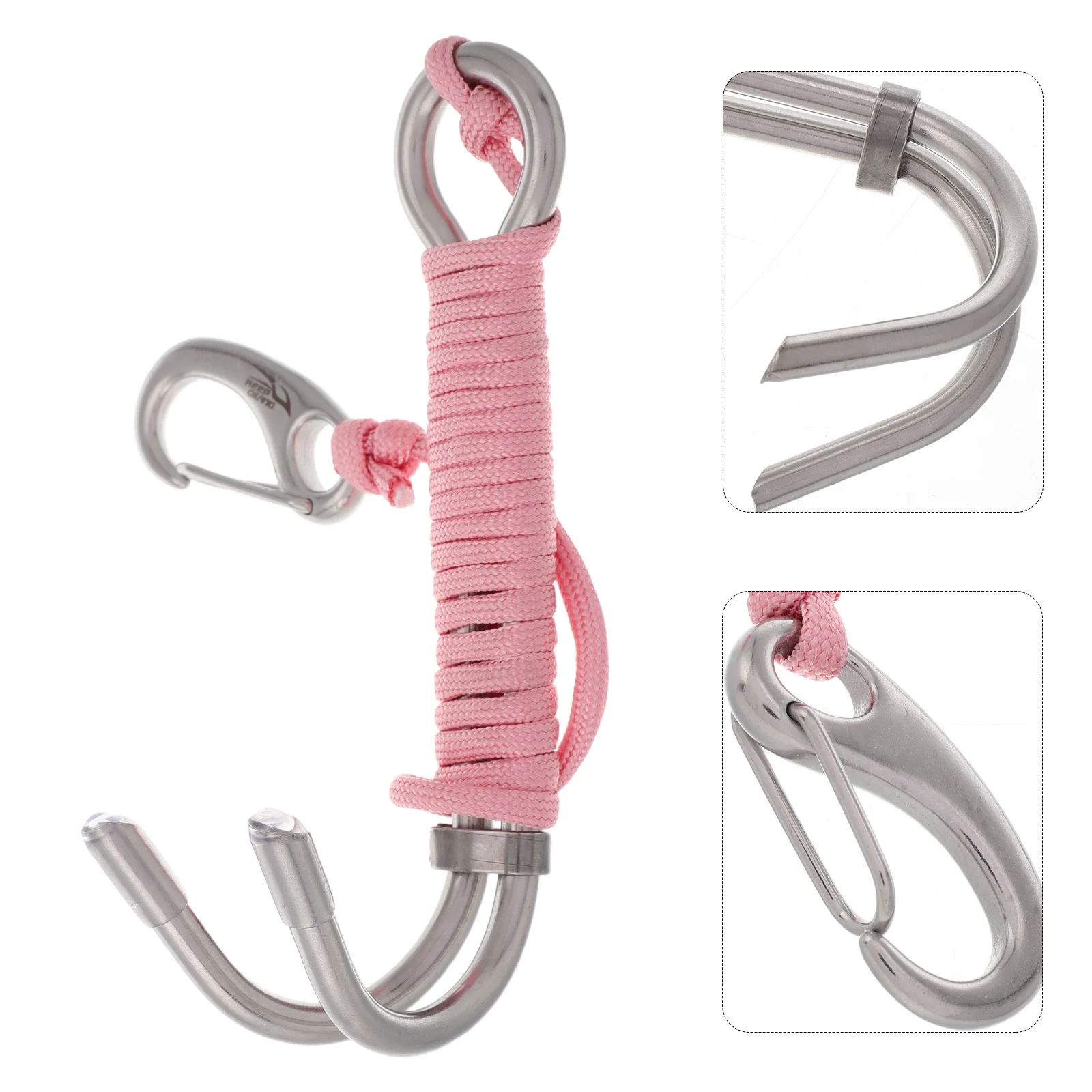

Stainless Steel Double Reef Hooks Safety Lanyard Divers Securing Gear Seawater Resistant Scuba Accessories Scuba Diving