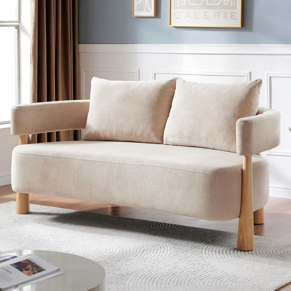 

Современный диван-софа из синели (67 дюймов) с 2 подушками, удобный для гостиной, спальни или офиса, простая сборка, цвет «галька»