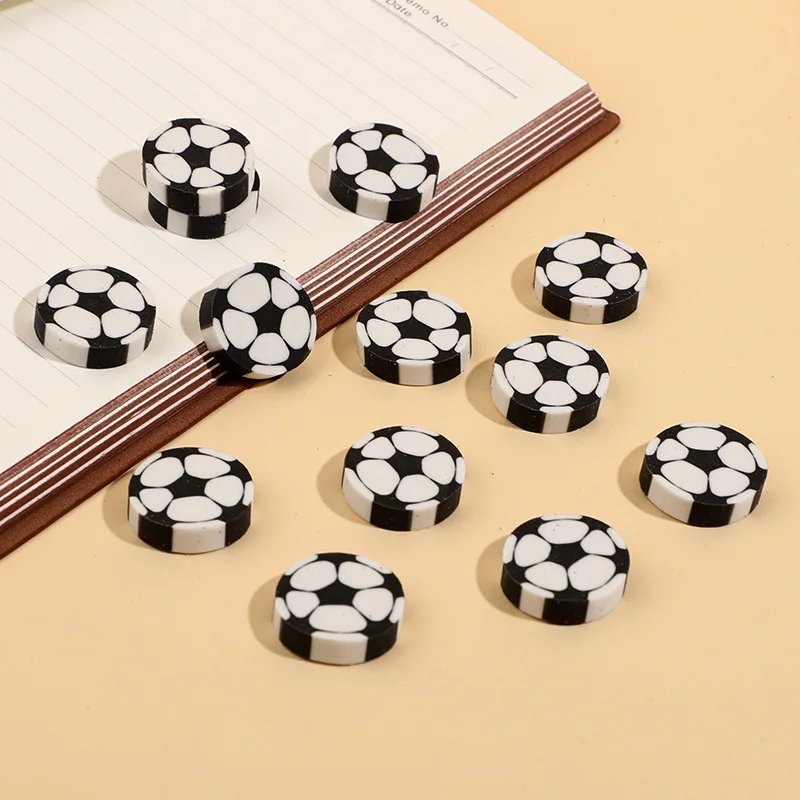 

10pcs Soccer Ball Erasers Black White Football Pattern Soft Tpr Kids School Stationery Sports Themed Party Favors Gift Supplies