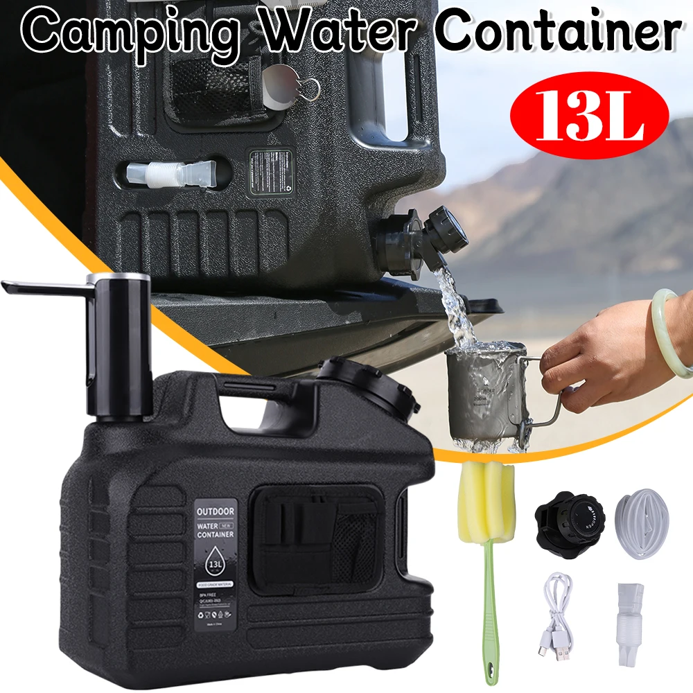 

13L Camping Water Container Portable BPA Free Water Bucket Food-Grade PE for Outdoor Camping/Hiking Emergency Storage Water Tank