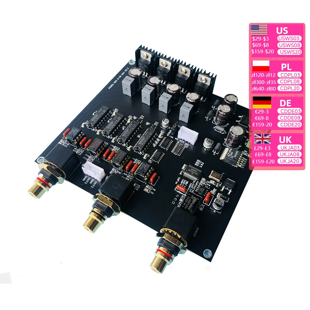 Nvarcher R2R DAC PCM61 Quad-Parallel Differential Design Vinyl Style Decoder Board