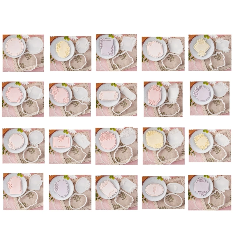 

Flexible Home Baking Essential Korean Pattern Blessing Frame Fondant Cookie Molds Set for Elegant Dessert Dropshipping