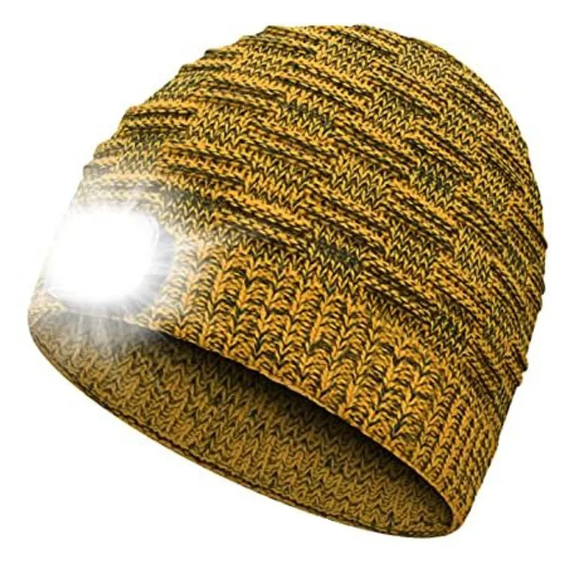 Plush Led Lighting Wool Luminous Hat Removable and Washable Rechargeable Light Hat Headlight Portable