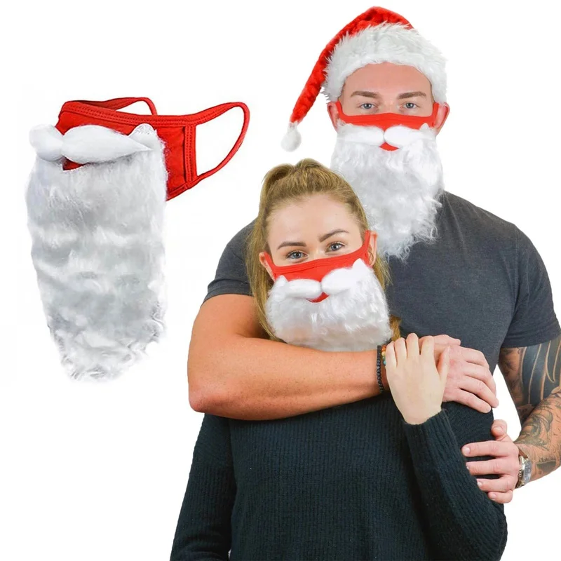 Christmas Decoration 3D Santa Claus Beard Masks Adult Unisex Funny Reusable Santa Face Cover Shield for Xmas Cosplay Party SALE