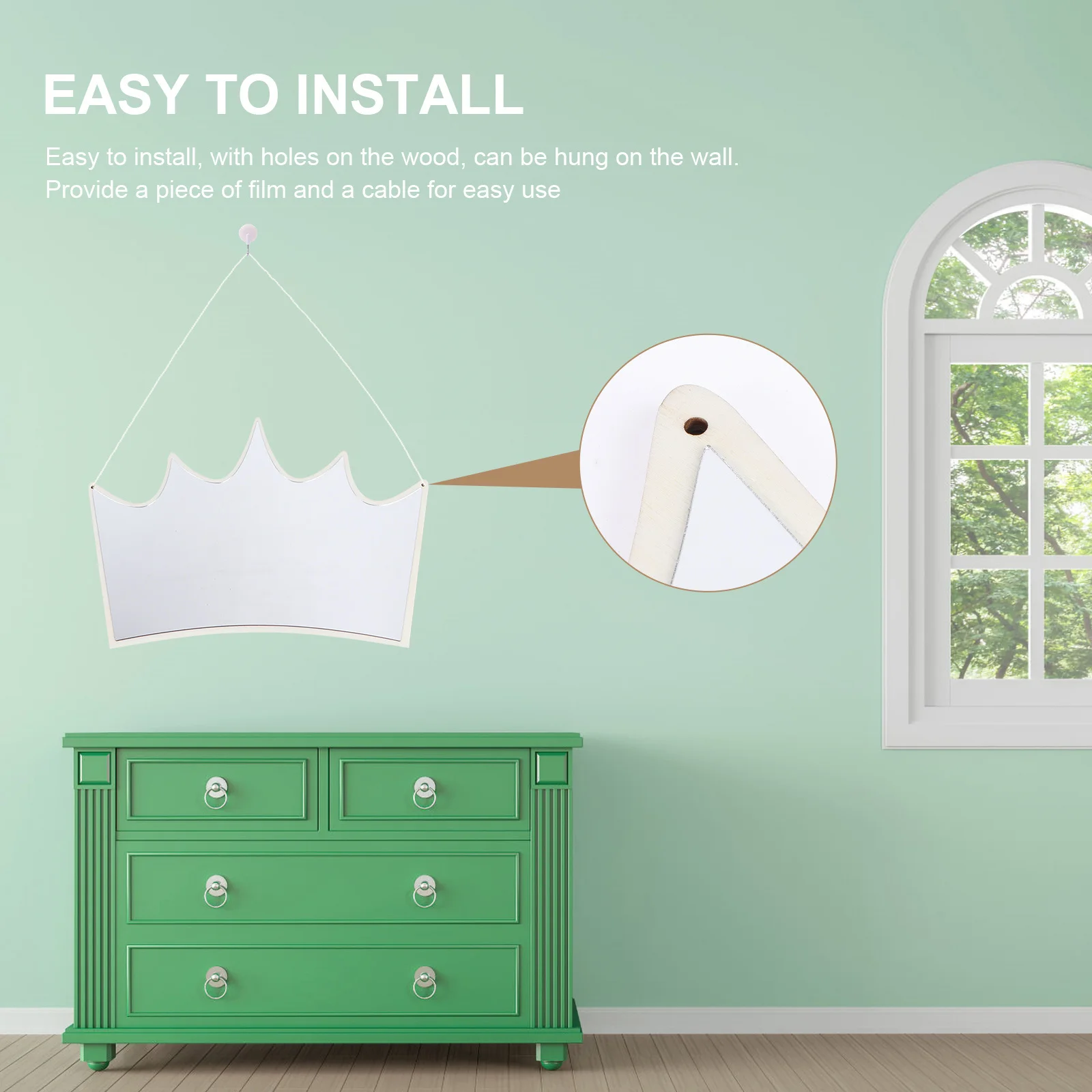 

1Pcs Crown Shape Acrylic Mirror Pendant Nordic Style Hanging Wall Decoration Decorative Mirror Ornament Home Decor